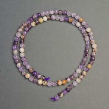 Amethyst Chevron Beads on Thread, Natural Stone, Smooth Bead, 4mm diameter, 40cm length