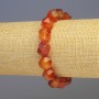 Carnelian bracelet, natural stone, faceted, 11×11 mm diameter, 18 cm length, stretch