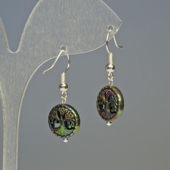 Earrings 'Hematite Chameleon Tree'