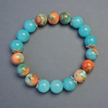 Bracelet with variscite and aquamarine