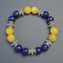 Bracelet Citrine (synthetic) and Lapis Lazuli - Smooth Beads, 10mm Diameter +/-, 18cm Length +/- Stretch