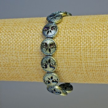 Hematite Bracelet 'Tree' in a chameleon color, Diameter 12.5×4.5 mm, Length 18 cm ± stretch