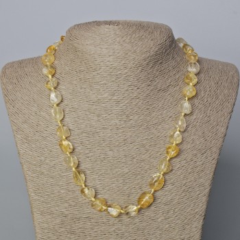Natural Citrine Necklace with Faceted Beads, 12x10 mm, 50 cm long