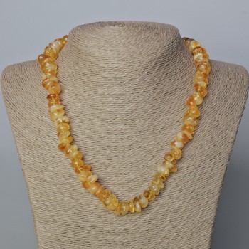 Citrine Necklace with natural citrine, faceted beads, 12x5 mm, length 49 cm