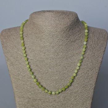 Jadeite Necklace with natural stone, faceted cube bead, diameter 5×5 mm ±, length 51 cm ±