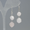 Rose quartz earrings with a faceted ball, diameter 10.5–8.5 mm+