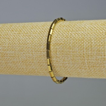 Hematite Bracelet with Rounded Hexagons, Gold Color, 5x4 mm Diameter, 18 cm Length, Stretch