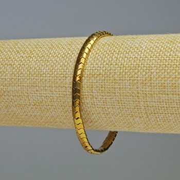 Hematite Bracelet Snake Wave Gold, diameter 5x4x3 mm, length 18 cm, stretch