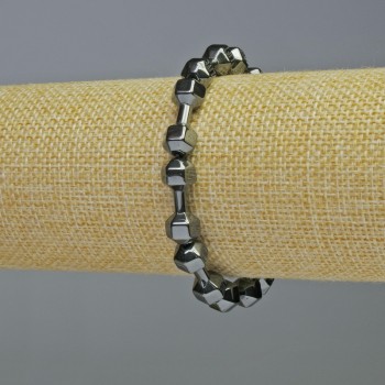Hematite Dumbbell Bracelet, black, diameter 21x7 mm, length 18 cm, elastic