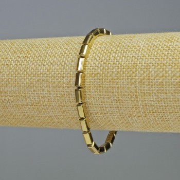 Hematite Bracelet, Rectangular, Gold Color, 8x4 mm, Length 18 cm, Stretch