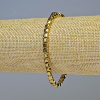Hematite bracelet with cube beads, dark gold color, 4×4 mm, 18 cm long, elastic