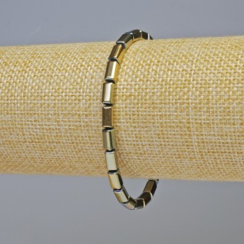 Hematite bracelet, rectangular with rounded edges, Gold Chameleon color, 8×4 mm diameter, 18 cm length, stretch