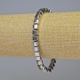 Hematite Bracelet with Rounded Cubic Beads, Silver Color, 6x6 mm, 18 cm Length, Stretch