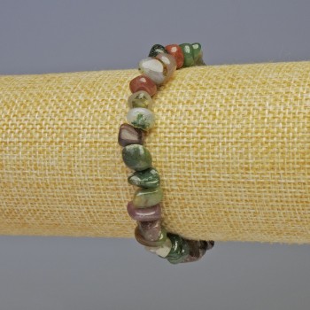 Jasper Natural Stone Bracelet, Faceted Beads, diameter 8x6 mm, length 18 cm, stretch