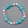 Agate, Aquamarine, and Pink Quartz Stretch Bracelet, 18 cm