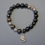 Eye Agate Bracelet with Smooth Beads, 10 mm Diameter ±, Spacer Washers 10x6 mm ±, 18 cm Stretch