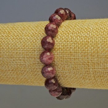Rubellite Tourmaline Bracelet - Faceted Bead, 10 mm Diameter, 18 cm Stretch
