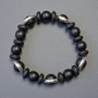Shungite bracelet with smooth beads, 10 mm diameter and rondels 10×4 mm, 18 cm stretch