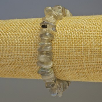 Labradorite Bracelet with Natural Stone Chips, Chip Size 10–12×3 mm, Length 18 cm Stretch