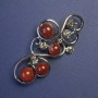 Carnelian brooch with gray rhinestones, metal color "silver" 75x37 mm+