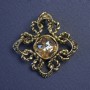 Pendant-brooch Accent with Yellow Crystal and White Rhinestones 40 mm +