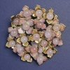 Brooch pendant Flowers with Rose Quartz, enamel, gold-toned metal 60x62 mm+
