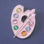 Brooch Palette with Enamel, Silver Metal 38×29mm+