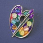 Enamel Palette Brooch in Gold-Tone Metal, 38x29 mm+