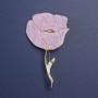 Pink Pearl Poppy Brooch with Rhinestones, Gold-Tone Metal 76x46 mm+