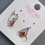 Xuping Earrings with Red Cubic Zirconia, 16 mm long, 8 mm thick, Rhodium-Plated