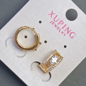 Xuping Earrings 13x7mm with 18K Gold Plating and White Crystals