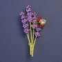 Lavender Bouquet Brooch-Pendant with Enamel, 51 x 26 mm, gold-tone metal
