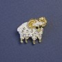 Brooch 'Ewe' white enamel, gold-tone metal 20x20 mm