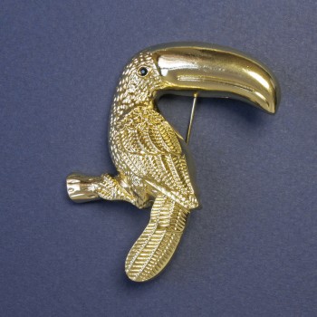 Toucan Brooch-Pendant in Golden Metal 62×40 mm