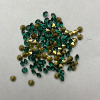Green rhinestones, 2 mm diameter, pack 3 g (±)