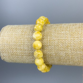 Jadeite Bracelet with Faceted Bead 10mm, 18 cm, Stretch