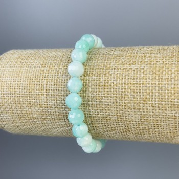 Amazonite Bracelet with Faceted Bead, 8 mm Diameter, 18 cm Length, Stretch