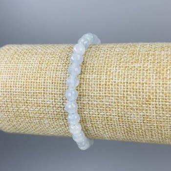 Bracelet with Aquamarine faceted beads, 6 mm diameter, 18 cm length, stretch