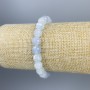 Aquamarine Bracelet with Faceted Beads, 8 mm diameter, 18 cm length, stretchy