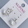 Xuping rhodium-plated earrings with pearl, 8 mm diameter and white rhinestones, length 17 mm +
