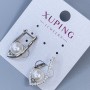 Earrings Xuping rhodium-plated with pearl, 8 mm diameter and white crystals, length 24 mm +