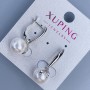 Xuping Rhodium Earrings with Mallorca Pearl 10mm, length 25mm