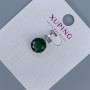 Xuping Pendant with Green Crystal, 9 mm Diameter, 17 mm Length, Rhodium 18K Plating