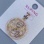 Pendant Xuping 'Flower' with White Crystals, Diameter 25mm, Length 35mm, 18K Plating