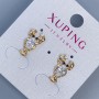 Xuping Cancer Stud Earrings with White Crystals, 16×9 mm diameter, +- 18K Gold Plating