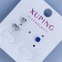 Xuping Stud Earrings with Blue Stone, Rhodium-Plated, 4 mm