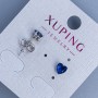 Xuping Stud Earrings - Heart with Blue Stone 5mm +- Rhodium
