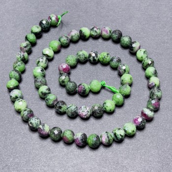 Zoisite Beads on Thread, Faceted Spheres, Diameter 6mm ±, Length 39cm ±
