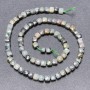 Emerald beads on thread, faceted cubes, 5 mm diameter, 38 cm length