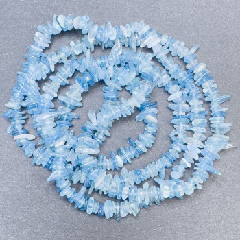Aquamarine Beads on Beading Thread, Natural Stone Chips, Diameter 5-11×3-4 mm, Length 80 cm